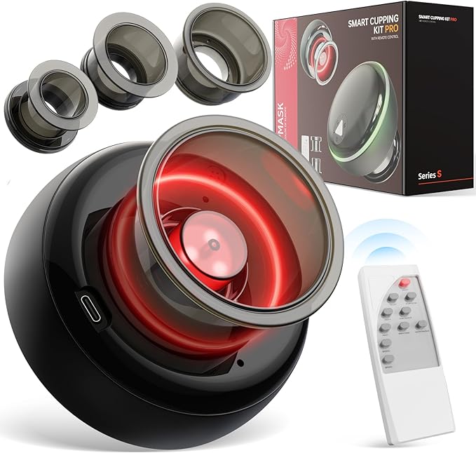 Electric Cupping Kit for Massage Therapy with Remote Controller - 32 Levels of Adjustable Suction & Heat, Portable Cupping Therapy Set for Back Pain Relief, Neck Muscle Soreness