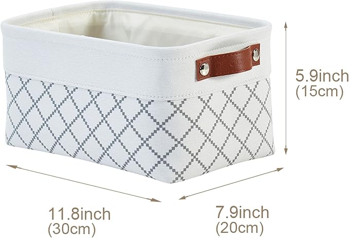 DECOMOMO Small Storage Basket, Closet Storage Bins, Baskets for Organizing Shelves (White Check, Small - 6 Pack)