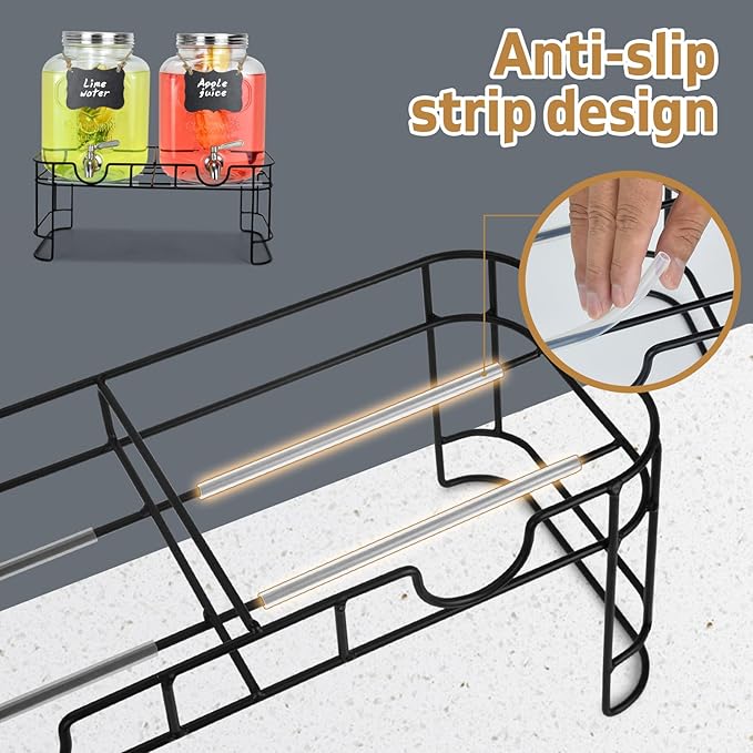 DD&HAPP Gallon Glass Drink Dispensers For Parties 2PACK.1.5Gallon Beverage Dispenser,Glass Drink Dispenser With Stand And Stainless Steel Spigot 100% Leakproof.Lemonade Dispenser With Ice Cylinder.