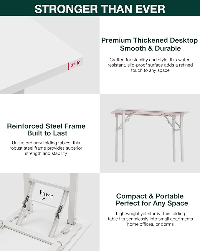 Frylr Small Folding Computer Desk – Portable 35.8 Inch Foldable Laptop Table, Collapsible and Compact for Easy Storage and Fast Setup, Lightweight for Small Spaces, Craft and Study Use, White