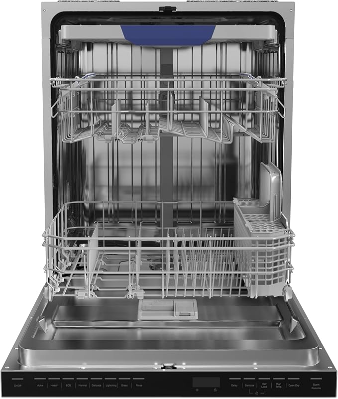 Empava 24 Inch Built-in Dishwasher, Stainless Steel Tub 15 Place Settings, 8 Wash Cycles, Top Control, Auto Door Dry, 49 dB Ultra Quiet, Energy Star & UL Certified