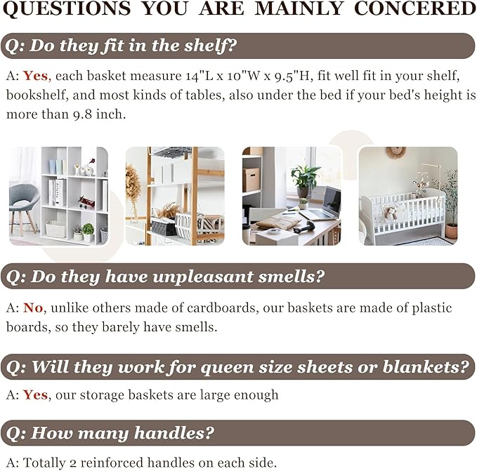 Criusia Closet Organizers and Storage Baskets - 6 Pack Shelf Organizer Bins with Handles - Clothes Storage Bins for Bedroom Nursery Home Closet Organization - Blanket Toy Storage Organizer