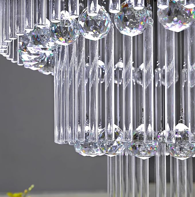 D32''X H100'' Modern Crystal Raindrop Gold Chandelier Lighting for Entrance, Stairs, Doorway, Crystal Ornament Chandelier Can be Used on Sloping Ceiling