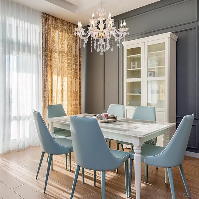 Contemporary Crystal Chandelier 12 Lights Clear Crystal Ceiling Lights for Living Room，E12 Base Double Layered Pendant Light Fixture for Dining Room Staircase, Hallway