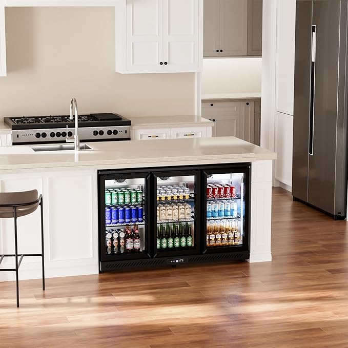 COTLIN 12.45 Cu.Ft Back Bar Beverage Cooler with Low-E Glass Auto Defrost – 3 Door Commercial Under Counter Fridge for Beer, Soda, Wine– Triple Fan Cooling, ETL NSF Approved