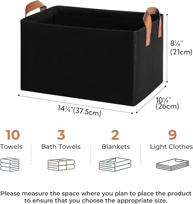 GRANNY SAYS Storage Baskets for Shelves, Closet Organizer Bins, Clothes Storage Bins with Metal Frame, Large Baskets for Organizing and Storage, Collapsible, Black, 2-Pack