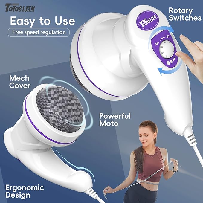 Electric Cellulite Massager – Body Sculpting Machine with 8 Massage Heads, Lymphatic Drainage & Skin Tightening for Belly Stomach Leg, Lipo Roller Massager After Surgery, Adjustable Speed.
