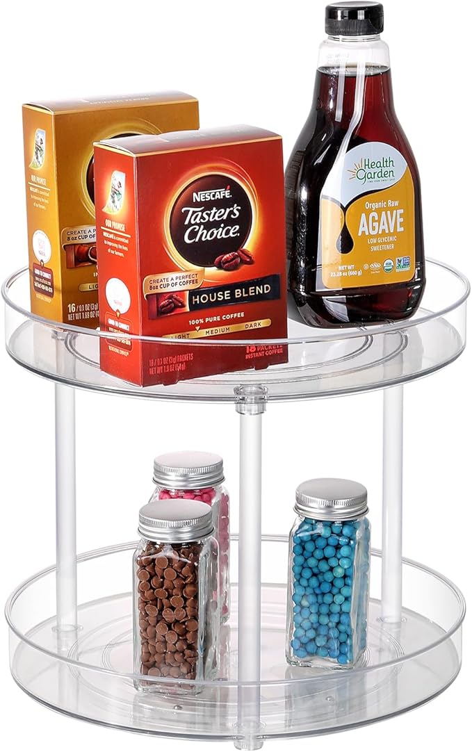 Clear Lazy Susan Organizer, Rotating Kitchen Pantry Organization and Storage, Medicine Cabinet Organizer, Lazy Susan Turntable Organizer for Cabinets, Bathroom, Refrigerator, Dresser, Spice Organizer