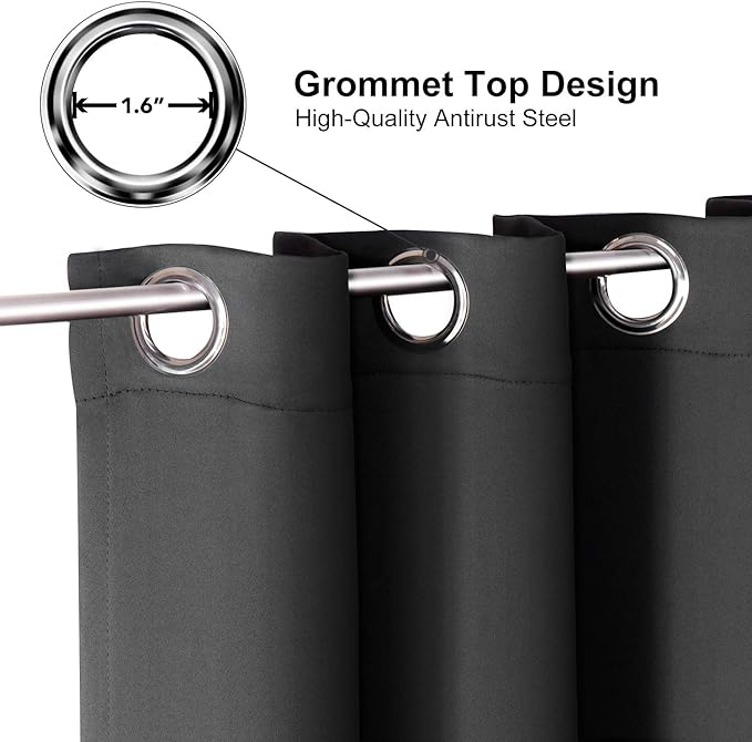 ChrisDowa Small Kitchen Valances for Windows - Grommet Short Thermal Insulated Room Darkening Window Valances Curtains for Living Room (2 Panels, Dark Grey, 52 x 18 Inch)