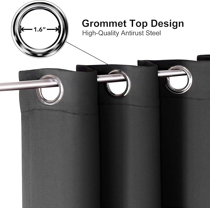 ChrisDowa Small Kitchen Valances for Windows - Grommet Short Thermal Insulated Room Darkening Window Valances Curtains for Living Room (2 Panels, Dark Grey, 42 x 18 Inch)