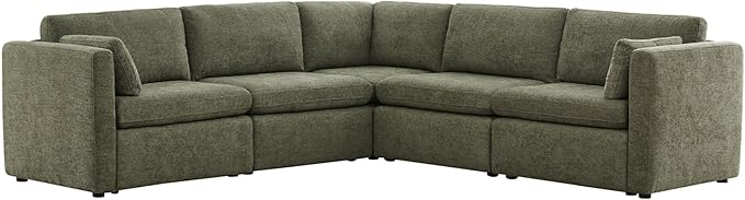 CHITA Oversized Modular Sectional Sofa Set, FSC Certified Extra Large 5 Seat V Shaped Cloud Couch for Living Room, 106 inch Width, 4 Seater and 1 Middle Corner, Moss Green