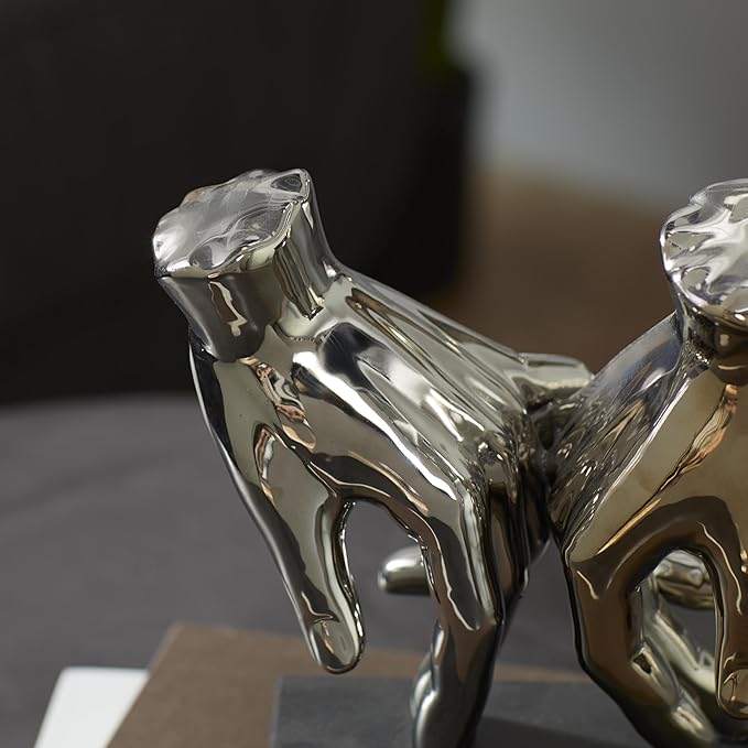 Deco 79 Polystone Hands Decorative Sculpture Home Decor Statue, Accent Figurine 7" x 4" x 8", Silver