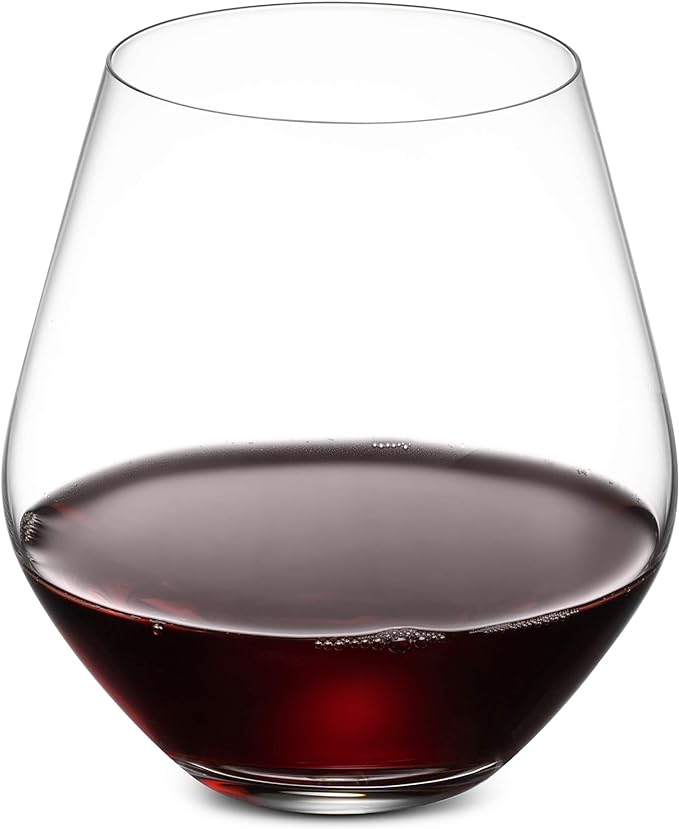 Godinger Wine Glasses, Stemless Wine Glasses, Red Wine Glasses, Wine Drinking Glasses, Stemless Wine Glass - 17oz, Set of 4 - Made in Europe