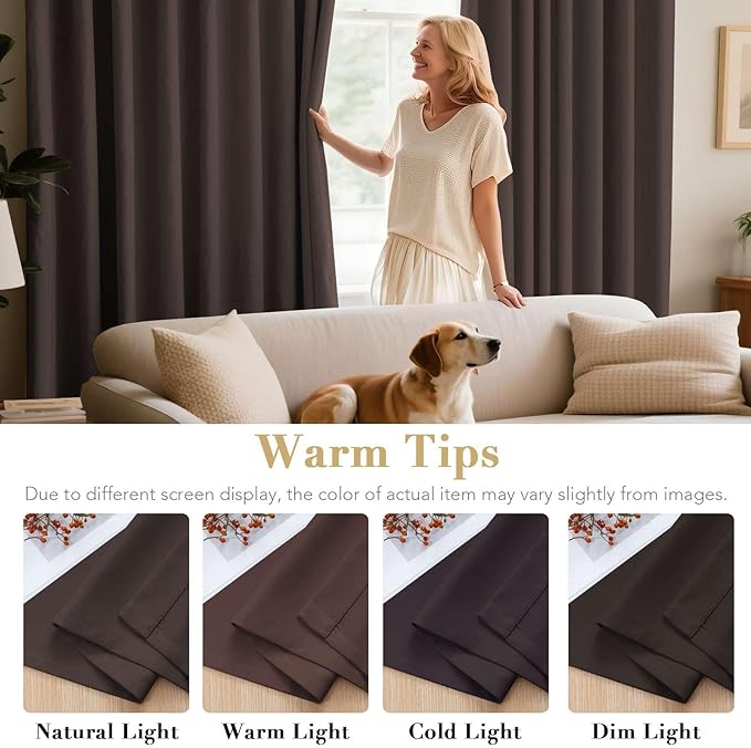 H.VERSAILTEX Blackout Thermal Insulated Curtains for Bedroom/Living Room, 52" Wide x 63" Long Each Panel,Grommet Top (Set of 2 Panels, Chocolate Brown)
