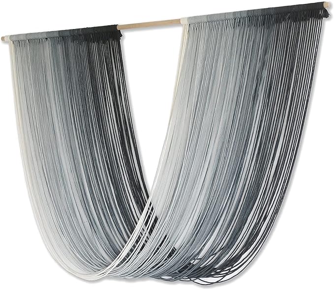 Flber Macrame Wall Hanging Large-Scale Dip-Dye Blue Bohemian Yarn Tapestry Home Room Wall Decor 57" Wx 35" L