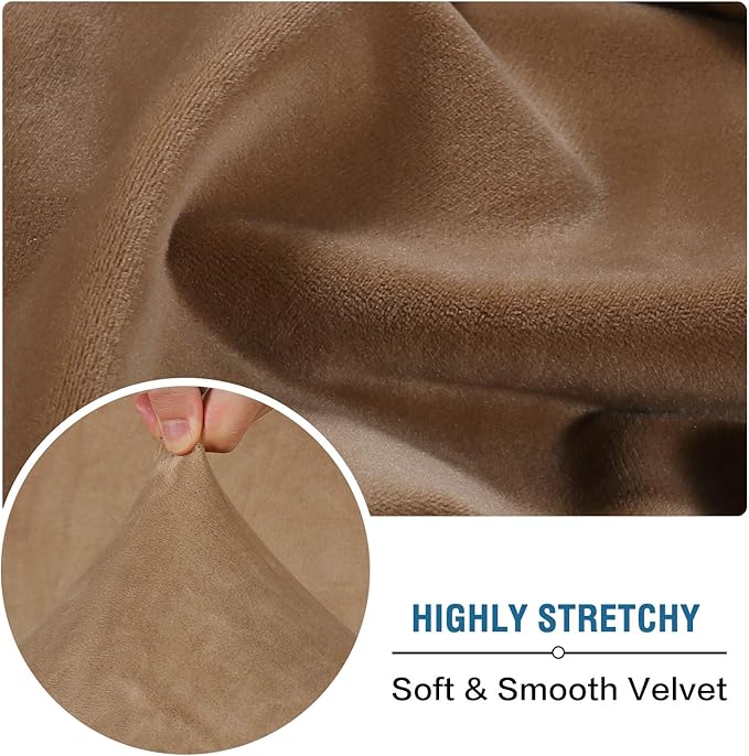 H.VERSAILTEX Velvet Stretch Couch Cushion Cover Plush Cushion Slipcover for Chair Cushion Furniture Protector Seat Cushion Sofa Cover (1 Piece Armchair Cushion Covers, Camel)
