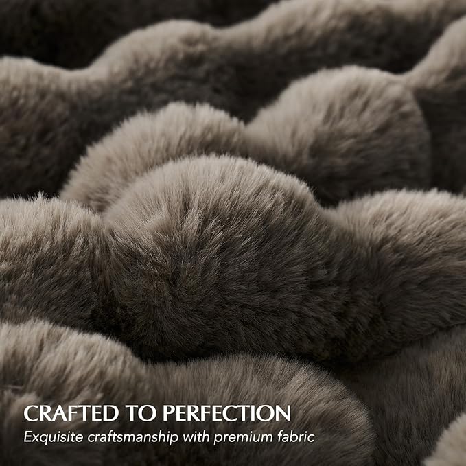 EVERGRACE Ultra Soft Luxury Fluffy Faux Rabbit Fur Throw Blanket, Thick Warm Fuzzy Blankets for Bed, Cozy Plush Reversible Blanket for Couch, Chair, Sofa, Dark Taupe, 60x80 Inches, 870 GSM
