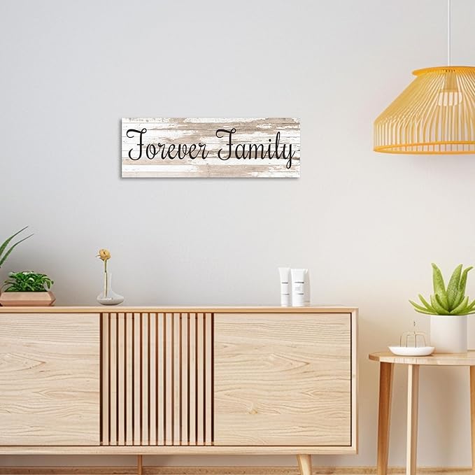 CHAOSETKEN Custom Text Sign Wall Art Personalized Family Quote Wall Decor Family Sign Canvas Prints Customized Wood Text Quote Pictures Rustic Farmhouse Decor Framed (18L x 6W)