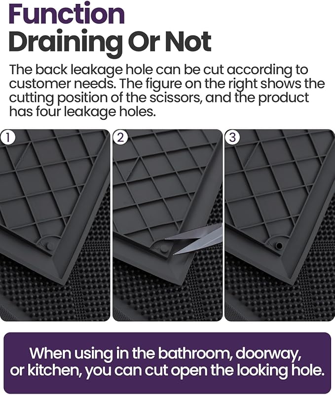 DEXI Front Door Mats Outside Entrance, 17x36 Rubber Waterproof Dirt Trapping Entry Mat for Entryway, Heavy Duty Non-Slip Low-Profile Welcome Doormat All Weather for Patio, Black