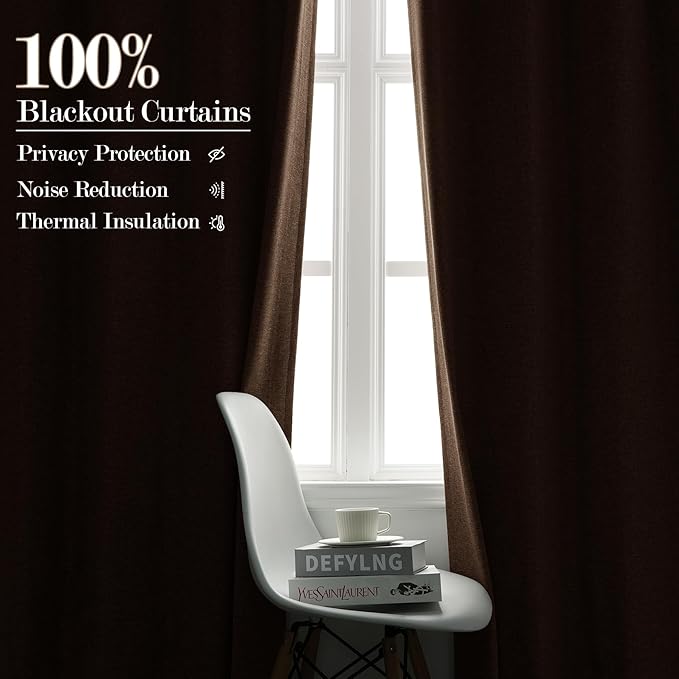 Extra Wide 100% Blackout Linen Textured Curtains - Room Dividers, W150 x L108 (1 Panel), Pinch Pleat Drapes for Living Room, Full Light Block Out Drapery for Sliding Door, Taupe