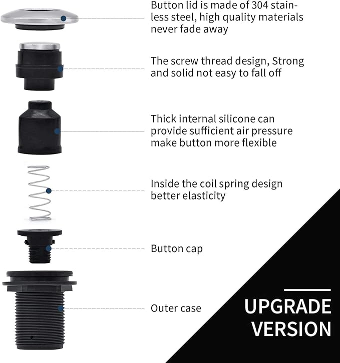 Garbage Disposal Air Switch Kit for SinkTop Waste Disposal with Stainless Steel Brushed Nickel Long Air Button by briidea