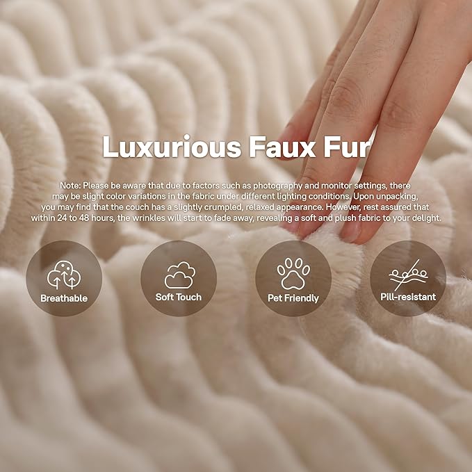 104" Cloudy Sectional L Shaped Couch for Living Room, No Assembly Required, Modular Comfy Sofa with Deep Seat, Fluffy Couch with Sleeper Chaise for Apartment Lounge (Beige)