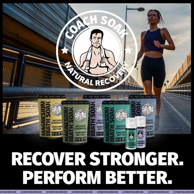 Coach Soak Recovery Bath Soak - Faster Absorption Than Epsom Salt for Pain - Rejuvenating Magnesium Flakes with 21 Minerals, Essential Oils & Bath Salts, 3lbs (Calming Lavender)