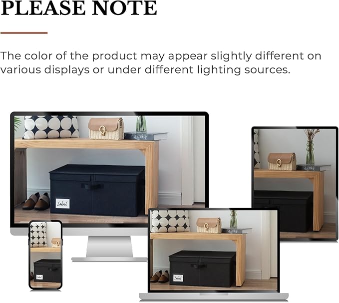 GRANNY SAYS Fabric Storage Bin with Lid, Linen Closet Organizers and Storage Baskets, Large Storage Box, Clothes Bins for Closet Organizing, Jumbo, Black, 1-Pack