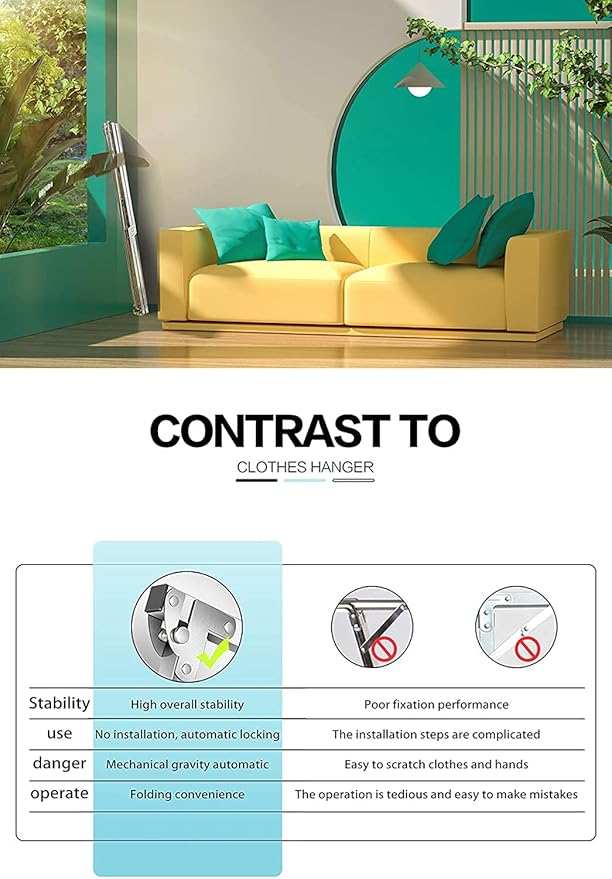 Clothes Drying Racks Outdoor, 81 Inches Updated Version,Stainless Steel Laundry Drying Rack for Indoor Outdoor and The Balcony,Length Adjustable Saves Space,with Windproof Hooks(001)