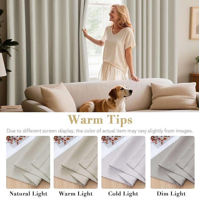 H.VERSAILTEX Room Darkening Curtains for Living Room Light Reducing Thermal Insulated Window Treatment Panels/Drapes Grommet Top 2 Panels (Pale Oak - 52 x 84 Inches)