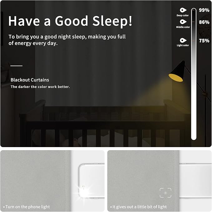 Easy-Going Blackout Curtains for Bedroom, Solid Thermal Insulated Grommet and Noise Reduction Window Drapes, Room Darkening Curtains for Living Room, 2 Panels(42x63 in, Light Gray)