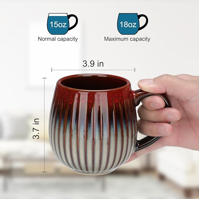CosyCorner Ceramic Coffee Mug, 17 oz Large Coffee Cups for Home and Office, Ceramic Cup for Coffee & Tea（A）
