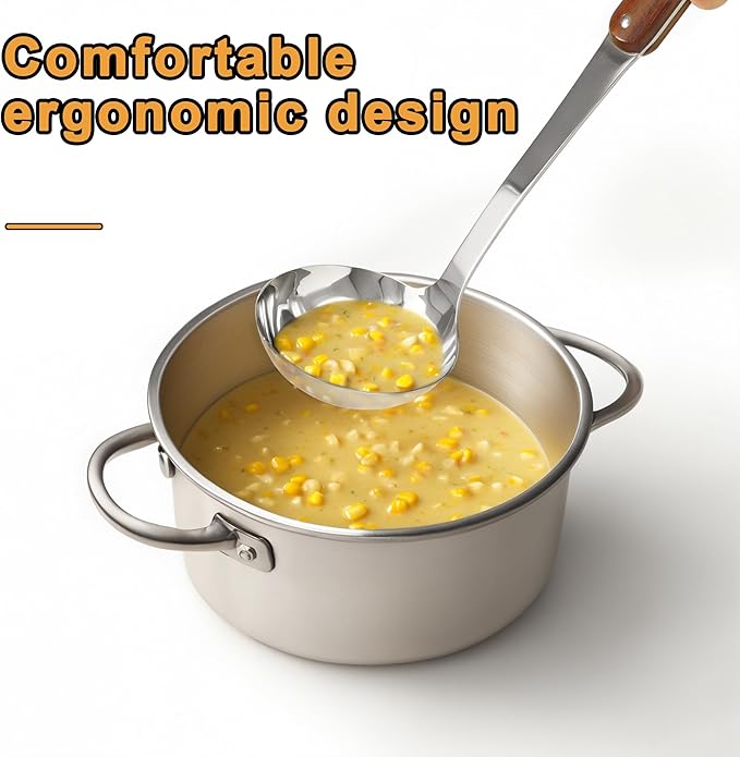 FJNATINH Stainless Steel Wok Spatula,Slotted Spatulas,Ladle,Skimmer Ladle Tool Set,Mirror Polished Cooking Utensils Kitchen Cookware, Pack of 4,Sliver