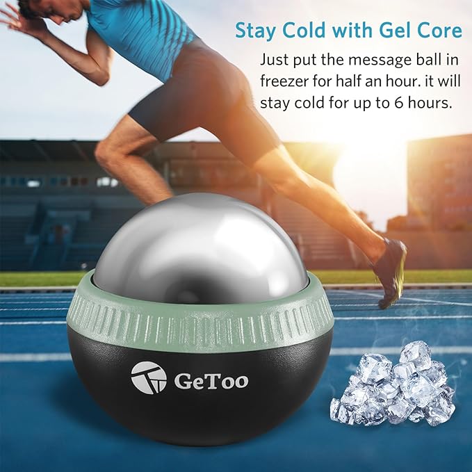 Cryosphere Cold Massage Roller Ball - 2.8 Inch Ice Massage Ball for Deep Tissue, 6 Hours Cold Therapy, Detachable Rolling Ball, Sage and Black