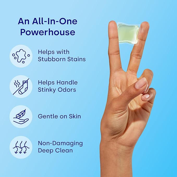 Dropps Odor & Stain Biobased Power Laundry Detergent Pods, Crisp Breeze (32 Pods) - HE Compatible Laundry Pods for Fresh Clothes - Laundry Soap Supplies & Recyclable Paperboard Packaging