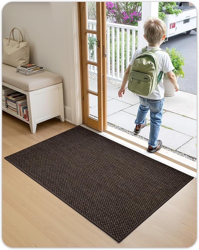 Color&Geometry Front Door Mat Indoor 21"x31", Rugs for Entryway Non Slip Washable Absorbent Low-Profile Inside, Entry Rug Door Mat Indoor Entrance, Brown (Fold)