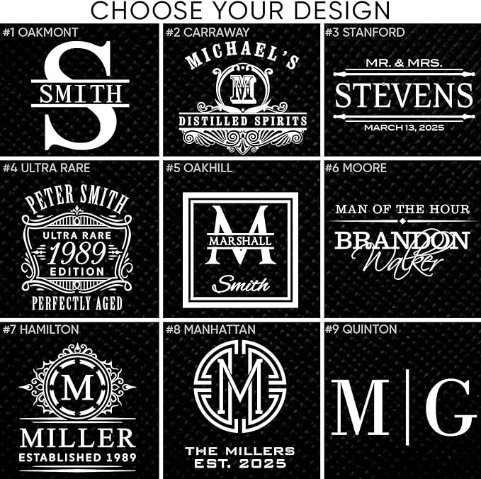 Custom Whiskey Decanter and Whiskey Glasses Set in Handcrafted Box