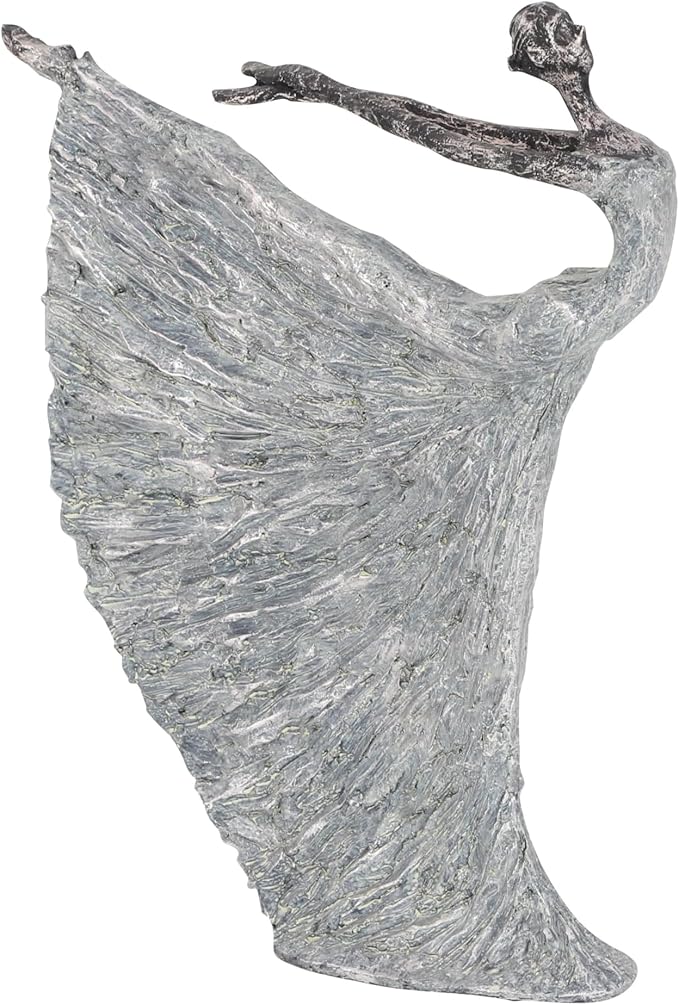 Deco 79 Polystone Dancer Decorative Sculpture Home Decor Statue, Accent Figurine 12" x 3" x 16", Gray