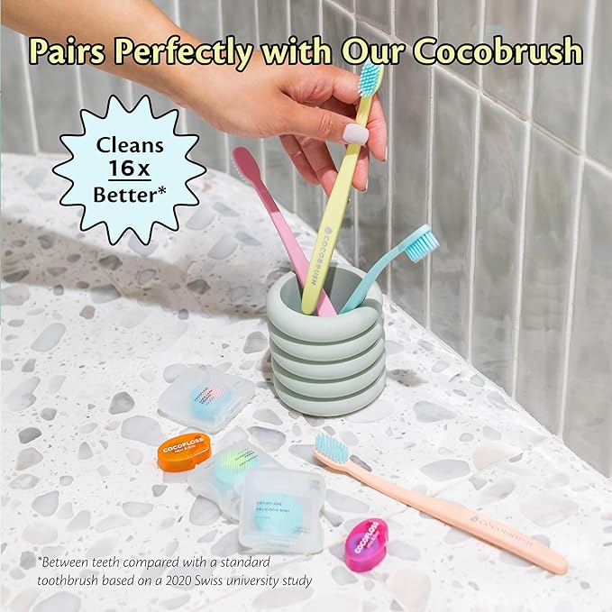 Cocofloss Woven Dental Floss, Travel Sampler, Dentist-Designed Oral Care with Coconut Oil, Waxed, Vegan, Kid-Friendly, 4 Minis in Mint, Coconut, Orange, Strawberry (8 yd Each)