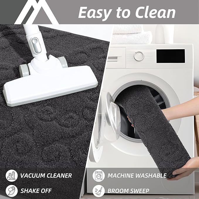 COSY HOMEER-Door-Mat-Non-Slip-Entryway-Rug 32”x48” Absorbent Welcome Mats Washable Dirt Trapper Door Mat Entrance Floor Mats for Front Back Doormats and Wet Shoes,Dark Grey