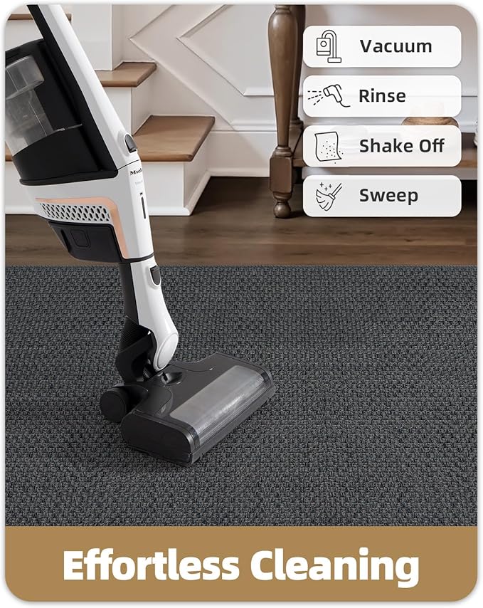 Color&Geometry Door Mat 3'x10' Runner Rug with Rubber Backing, Non Slip Washable Hallway Rug, Carpet Runners for Hallway Living Room Bedroom, Grey (Rolled-up NO Creases)