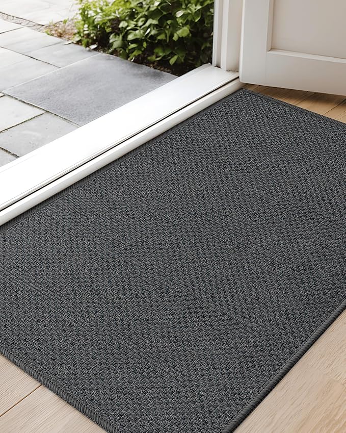 Color&Geometry Front Door Mat Indoor 17"x29", Rugs for Entryway, Non Slip Washable Low-Profile Inside, Entry Mat Entry Rug Door Mat Indoor Entrance, Grey (Rolled-up NO Creases)