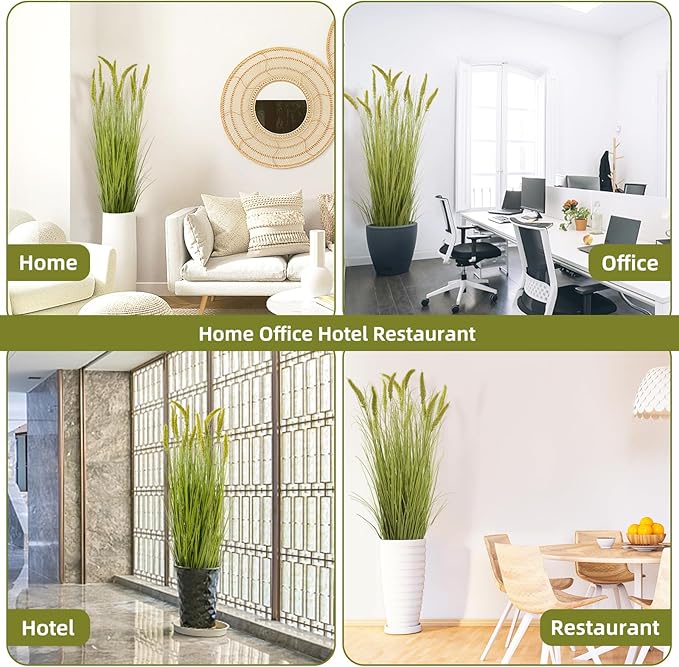 Green Onions Fake Plants,Artificial Plants Indoor, Fake Grass Decor Green Plant Fake Outdoor Flowers Fake Succulents,Artificial Tall Grass Plants with Pots House Decorative(47" 2 Pack)