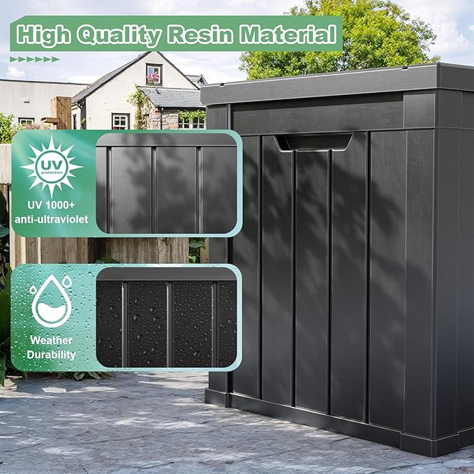 DRATO 50 Gallon Deck Box, Outdoor Storage Box for Patio Cushion, Sports Equipment, Garden Tools,Waterproof Patio Storage box, Lockable (Black)