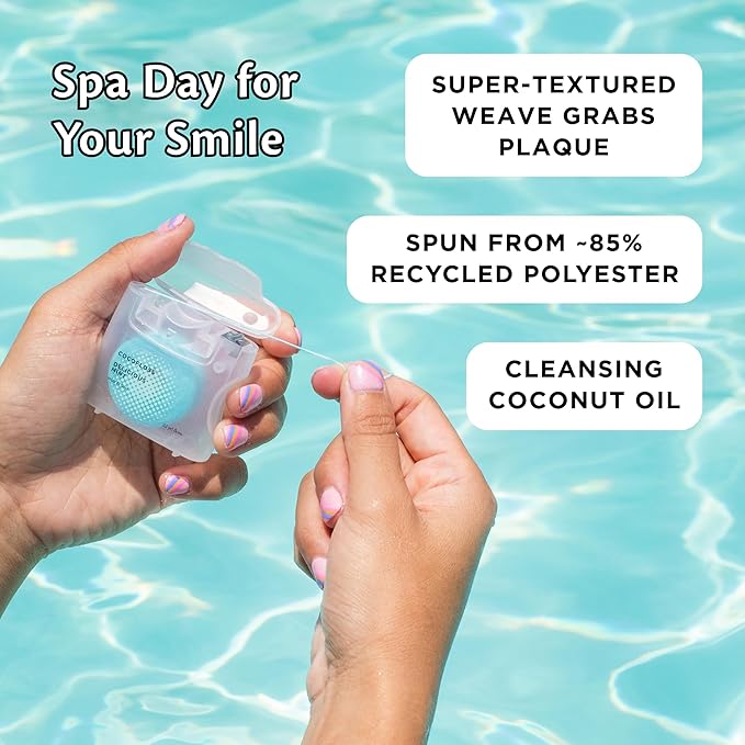 Cocofloss Woven Dental Floss, Dentist-Designed Oral Care, Mint, Waxed, Expanding, Vegan, Kid-Friendly String Floss with Coconut Oil, 3 Spools (33 yd Each)