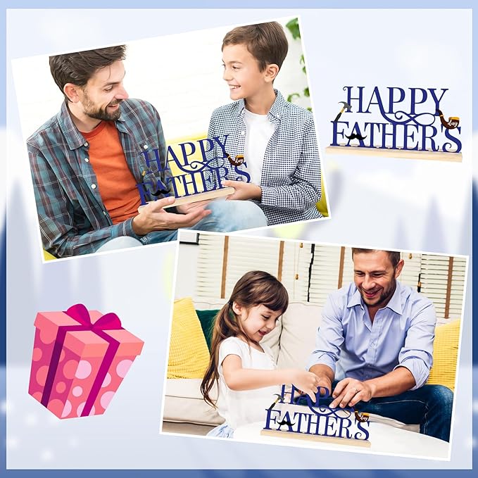 COCHIE Metal Happy Father's Day Sign, Fathers Day Decorations for Home, Shelf, Mantel, Indoor, Table Top Party Decoration, Fathers Day Gift for Dad from Daughter Son (Father's Day)