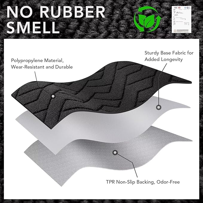 hicorfe Indoor Doormat,Front Back Door Mat Rubber Backing Non Slip Door Mats 47"x71" Absorbent Resist Dirt Entrance Doormat Inside Floor Mats for Entryway Washable Low-Profile (Charcoal)