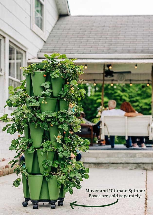 Greenstalk Patented Large 5 Tier Vertical Garden Planter with Patented Internal Watering System Great for Growing a Variety of Strawberries, Vegetables, Herbs, & Flowers (Evergreen)