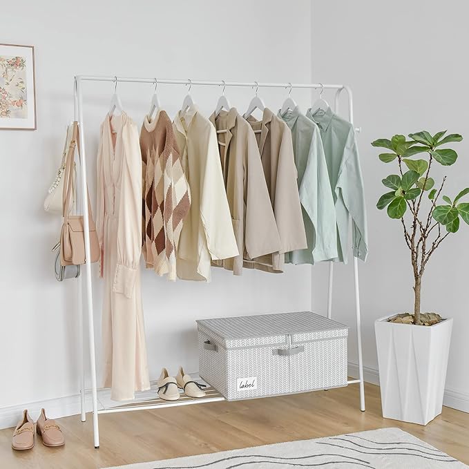 GRANNY SAYS Closet Storage Bins with lids, Fabric Storage Box with Lid, Clothes Bins Storage for Closet, Shelf Baskets for Living Room Wardrobe Shelves, Jumbo, Gray/White, 1-Pack