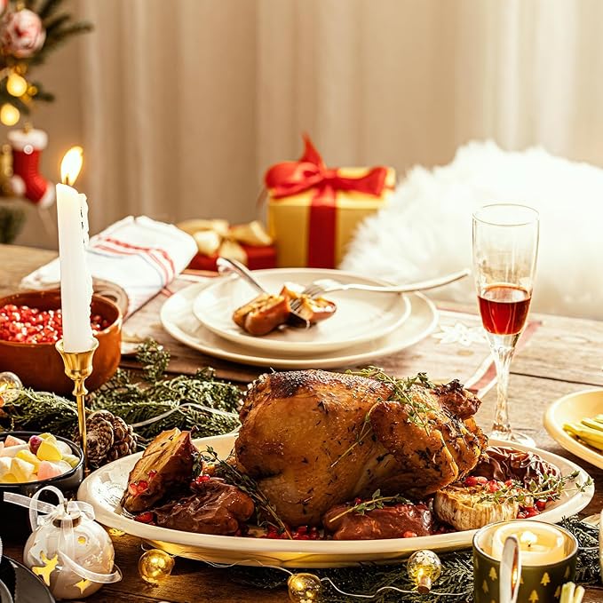 DOWAN Large Serving Platter, 16"/14"/12" Oval Platters Oven Safe, White Serving Plates for Wedding Decor, Ceramic Serving Dish for Entertaining Food, Set of 3